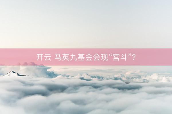 开云 马英九基金会现“宫斗”？