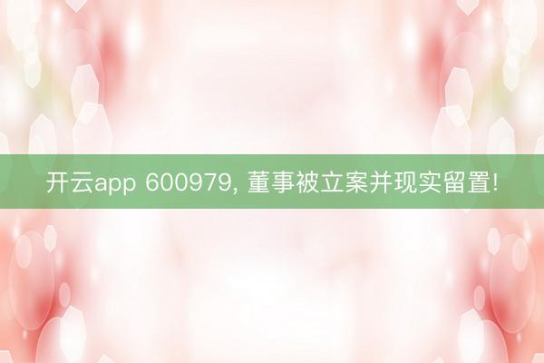 开云app 600979, 董事被立案并现实留置!